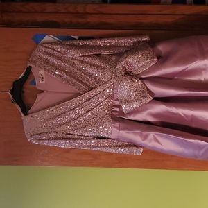 Eliza J Floor Length Gown With Sequin Top and Bow